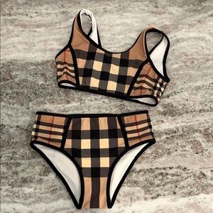 Burberry Classic Check Bikini Set in Tan, Black and Cream
